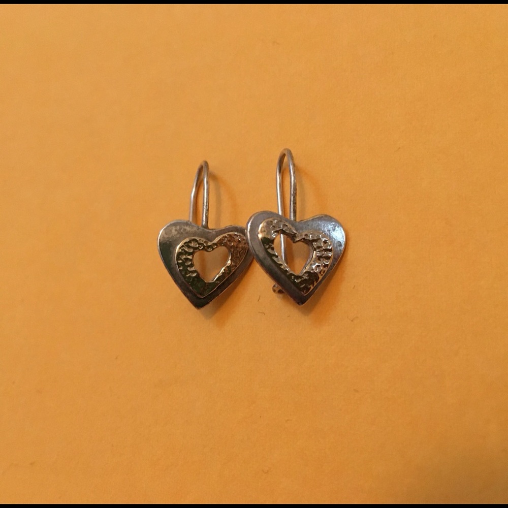 Silver and Gold heart earrings